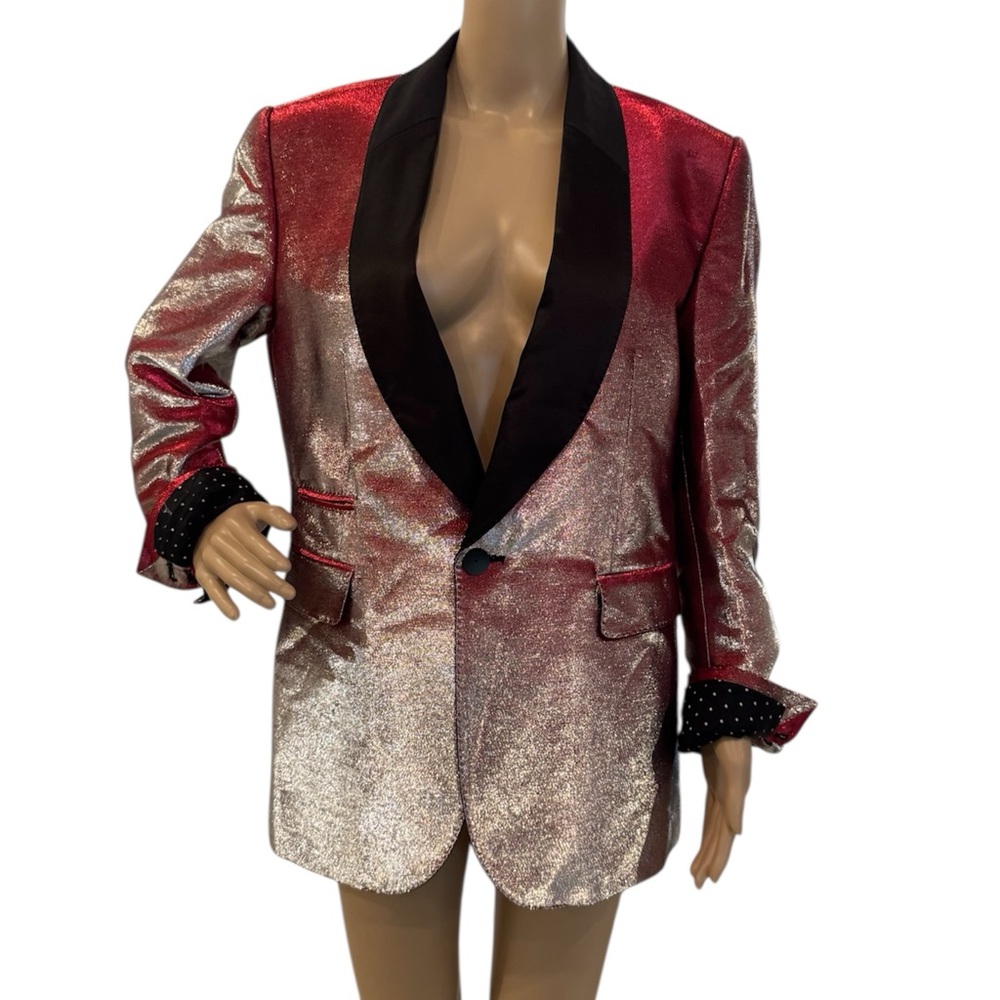 Tom Rebl tuxedo blazer with a black moire lapel.